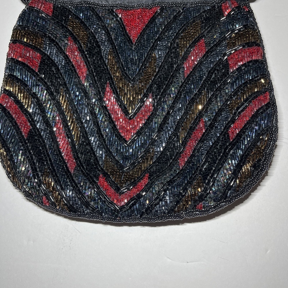 Beaded Bucket Bag Purse Hobo Multi Color Beads Chevron Coroner Brand NWT - Picture 9 of 14
